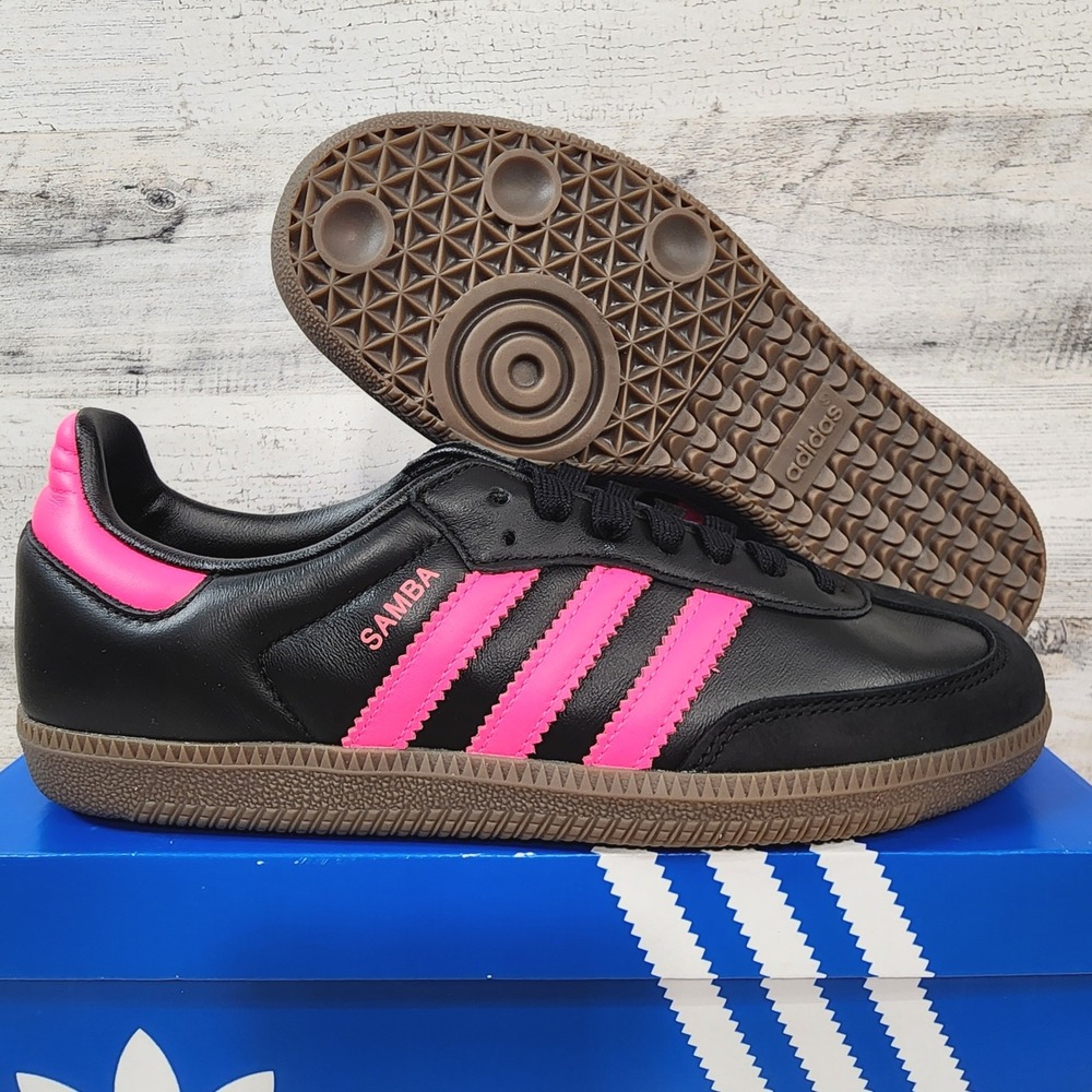 Adidas Samba OG W Sneakers Womens 7.5 Black Pink Gum Sole Classic Soccer JS1386